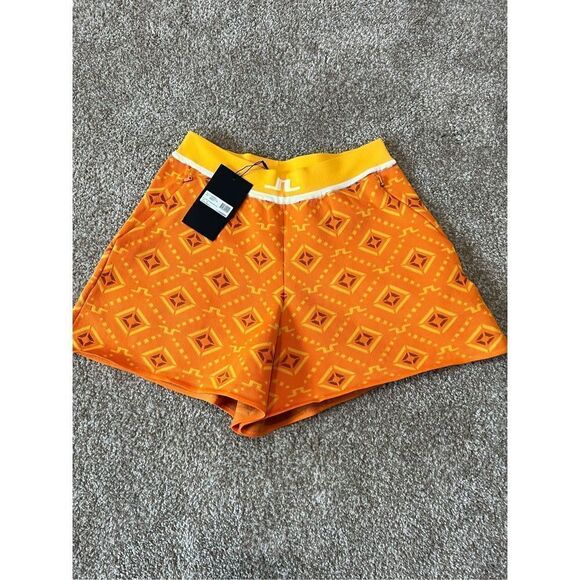 J. Lindeberg NWT Emmie Orange Diamond Knit shorts Sz Small - Picture 2 of 11